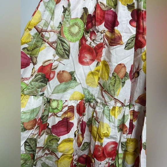 Cara Cara Women's 100% Cotton Tropical Fruit Ivory Melaine Midi Skirt Size XS - Picture 6 of 8